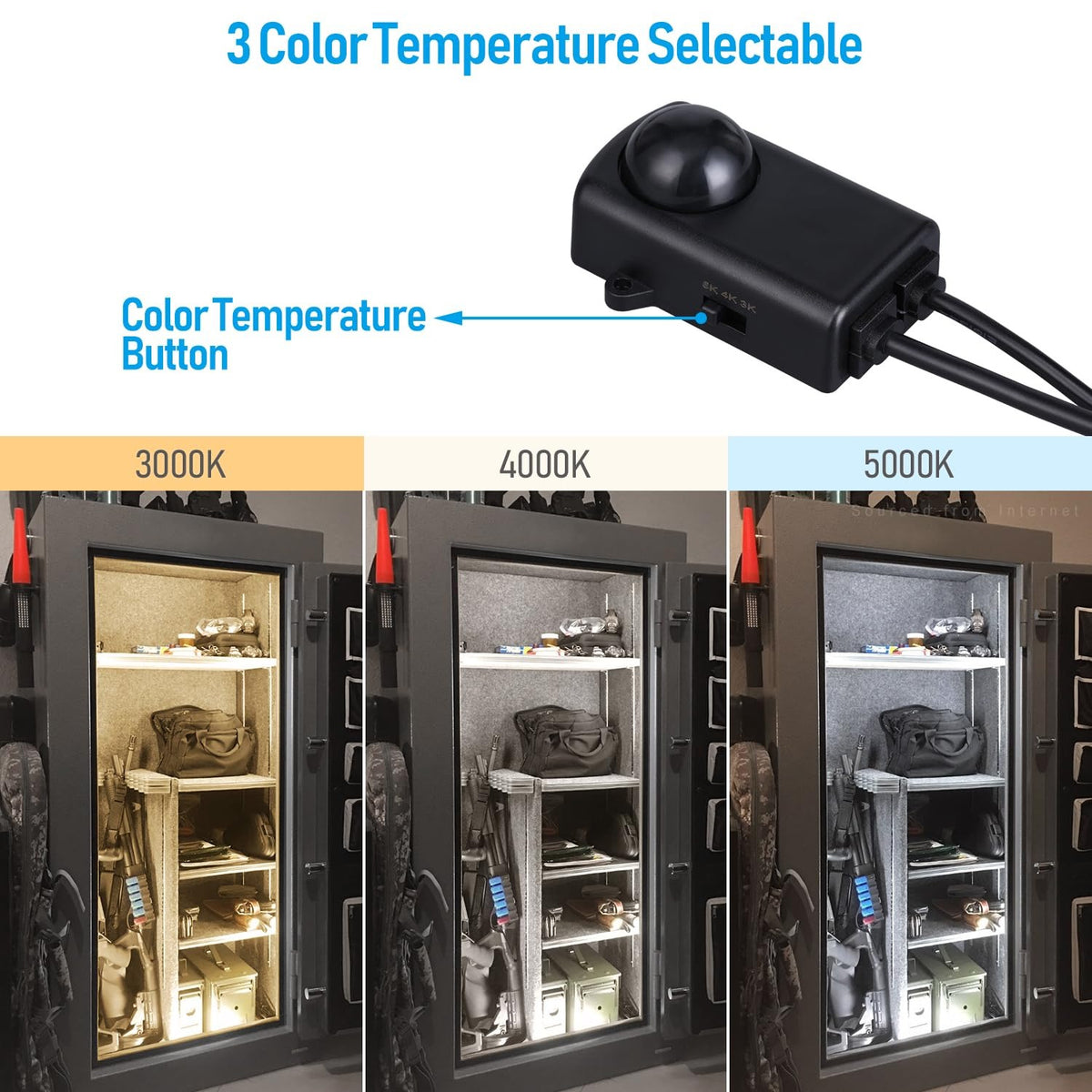 TORCHSTAR® VaultGuardian™ 6-Bar 12-Inch LED Gun Safe Lighting Kit - Motion Sensor - 3CCT