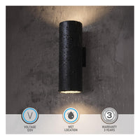 TORCHSTAR 6 Inch Round Cylinder E26 Up Down Outdoor Wall Light - E26 Base - Black