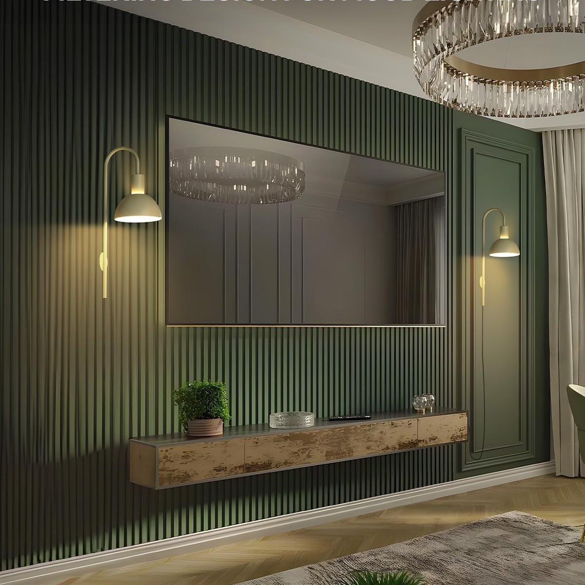 TORCHSTAR Plug-In E26 Wall Sconce with Curved Arm - Green