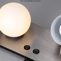 TORCHSTAR Dual-Light Plug-In Bedside Wall Sconce with Glass Globe & Adjustable Spotlight - Satin Nickel