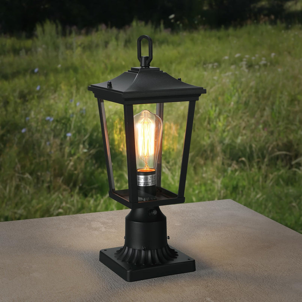 TORCHSTAR 17 Inch Dusk to Dawn Outdoor Post Light - Clear Glass - Black