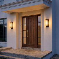 TORCHSTAR 20 Inch Rectangular Ribbed Glass E26 Outdoor Wall Light - E26 Base - Black
