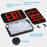 TORCHSTAR LED Exit Sign with Battery Backup - Red Letters - Black