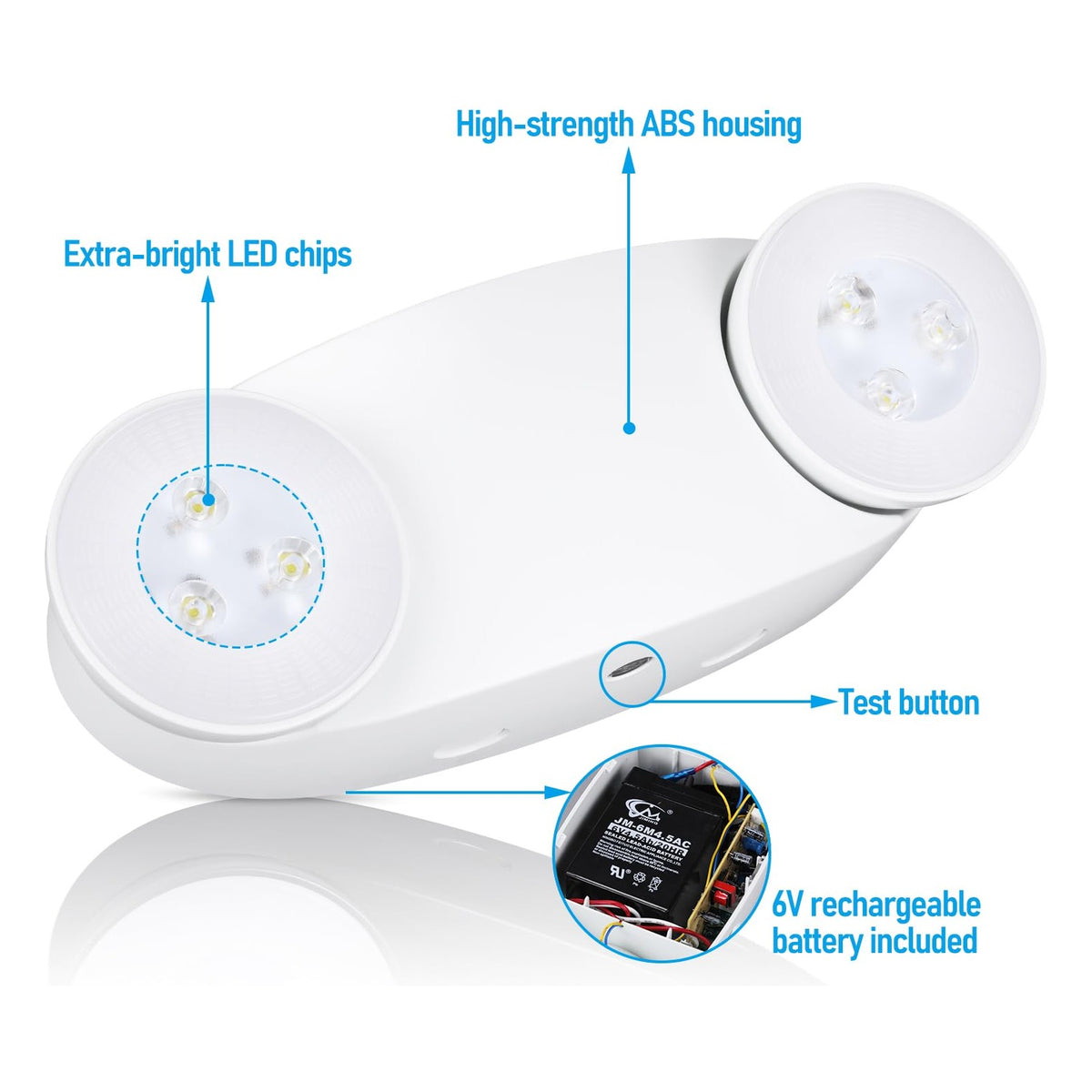 TORCHSTAR High-Output LED Emergency Light with Battery Backup - 800LM - White