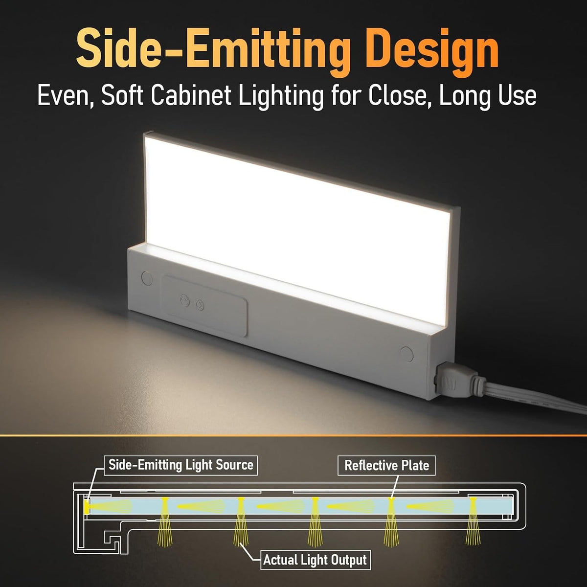 TORCHSTAR Ultra-Slim LED Under-Cabinet Task Light for 12-Inch Cabinets - 8W - 5CCT White