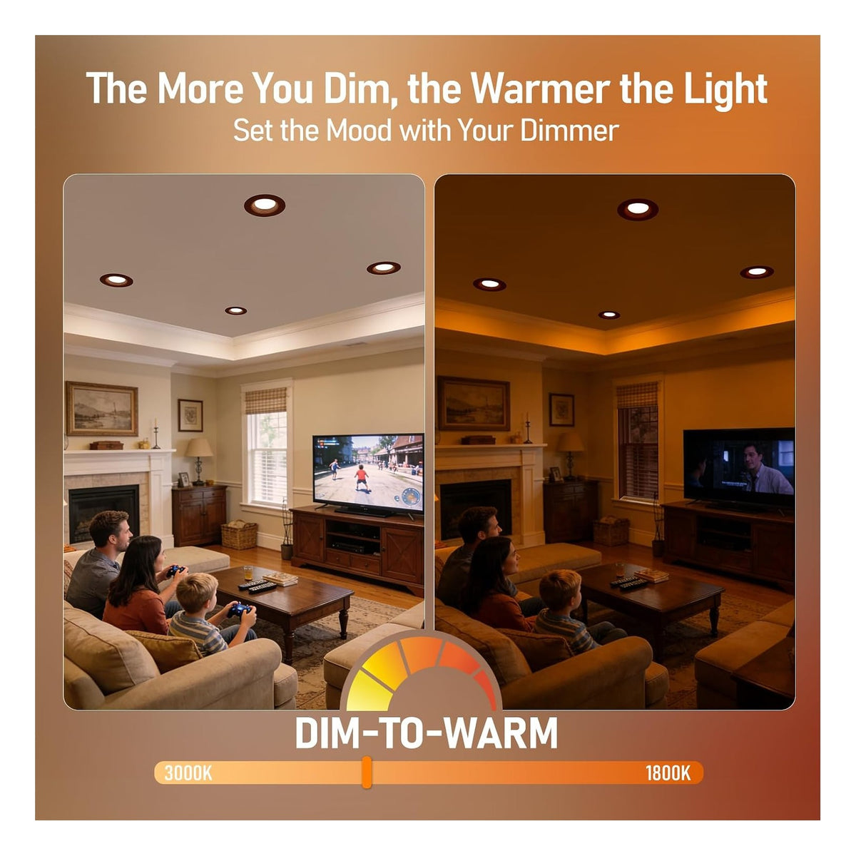 TORCHSTAR 6-Inch Deep Anti-Glare Canless LED Recessed Light with J-Box - 15W - 6CCT Dim-to-Warm Oil Rubbed Bronze