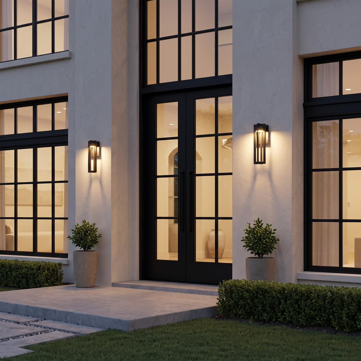 TORCHSTAR 19 Inch Geometric Frame LED Down Outdoor Wall Light - 12W - 5CCT - Black