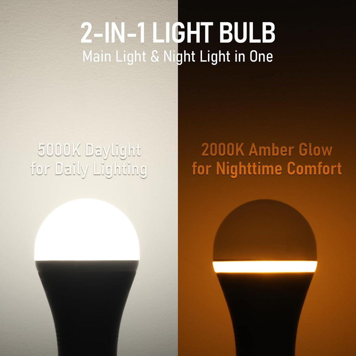 TORCHSTAR A19 Dual-Mode LED Light Bulb - 9W - 5000K Daylight/2000K Amber