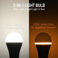 TORCHSTAR A19 Dual-Mode LED Light Bulb - 9W - 5000K Daylight/2000K Amber