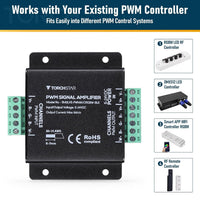 TORCHSTAR RGBW PWM LED Strip Signal Amplifier - 5-24V DC - 5A/Channel