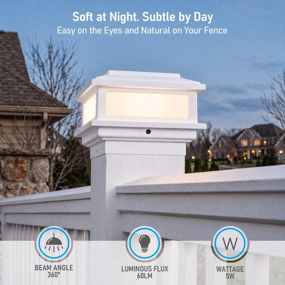 TORCHSTAR 4 Inch Flat Top LED Low Voltage Post Cap Light - 5W - 5CCT - White