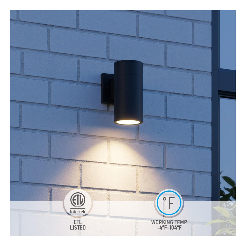 TORCHSTAR 4 Inch Round Cylinder E26 Down Outdoor Wall Light - E26 Base - Black