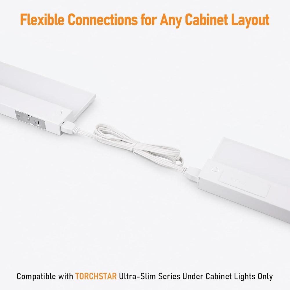TORCHSTAR 4.9-Foot Ultra-Slim Under-Cabinet Light Extension Cable - White