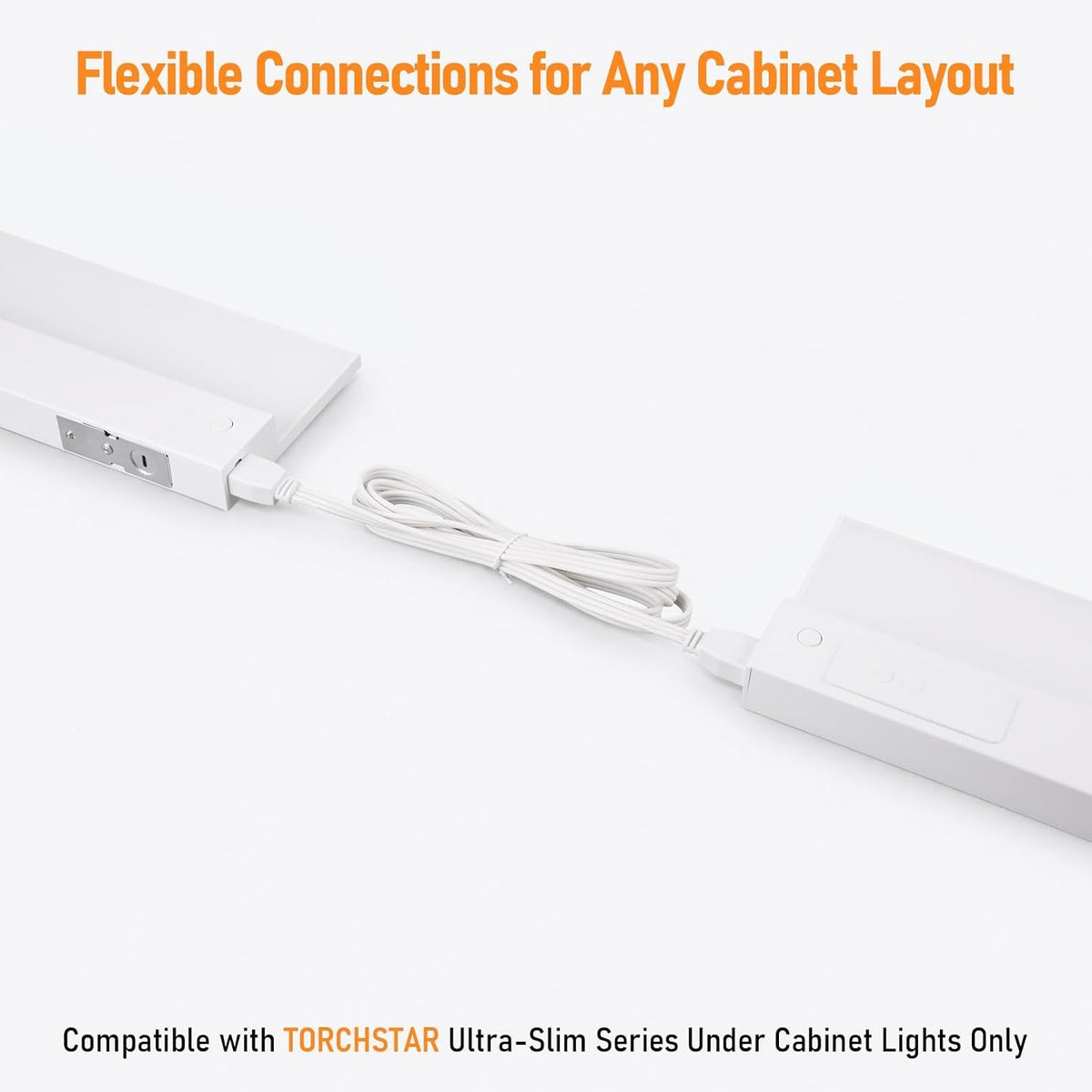 TORCHSTAR 4.9-Foot Ultra-Slim Under-Cabinet Light Extension Cable - White