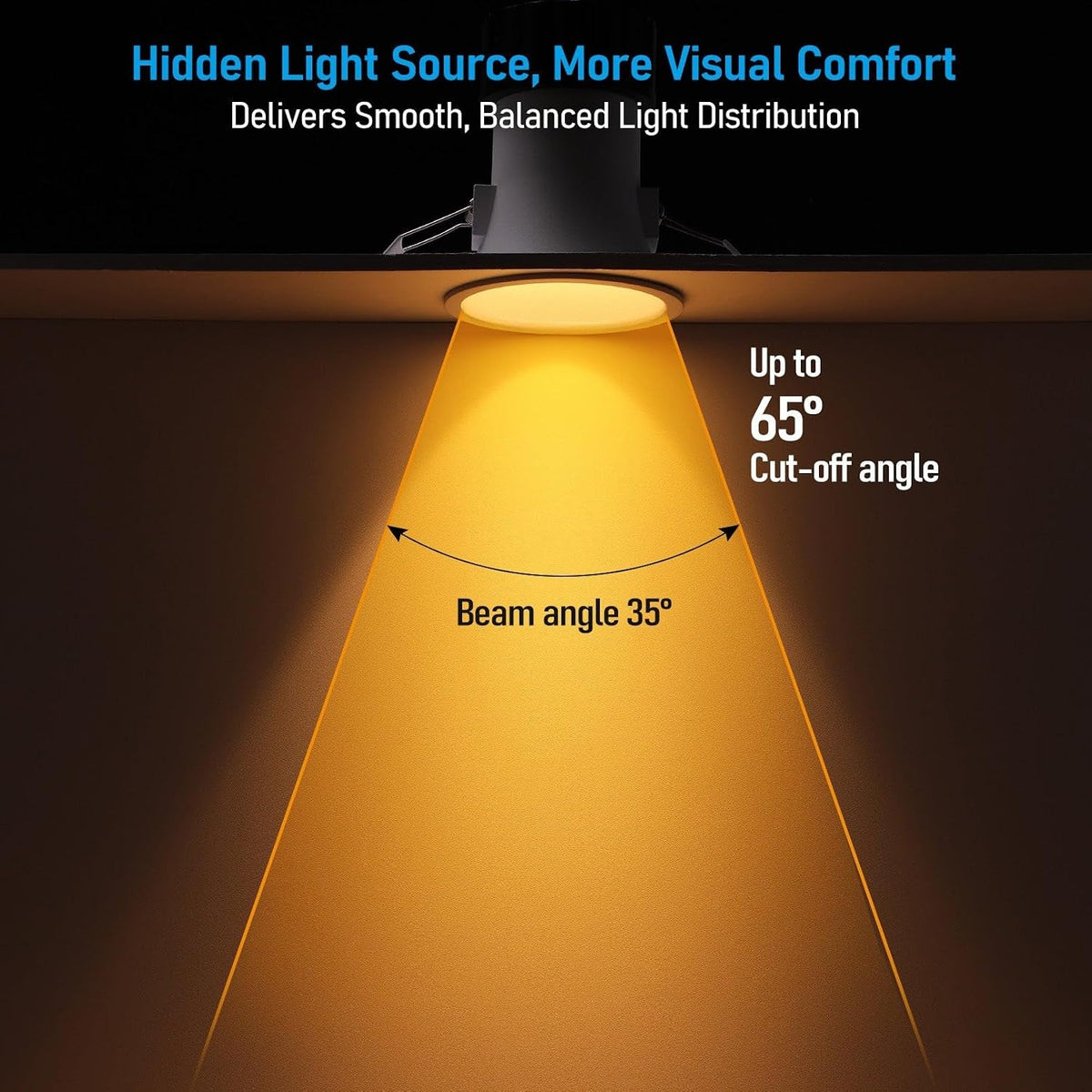 TORCHSTAR 4-Inch Ultra-Deep Anti-Glare LED Recessed Light with J-Box - 12W - 5CCT White