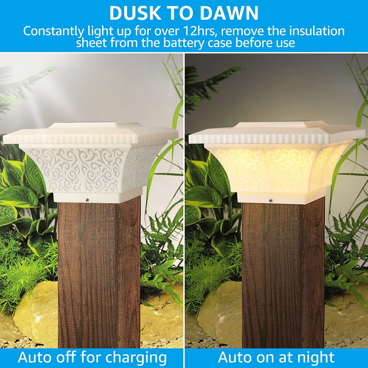 Solar Outdoor Post Cap Lights - Creamy White