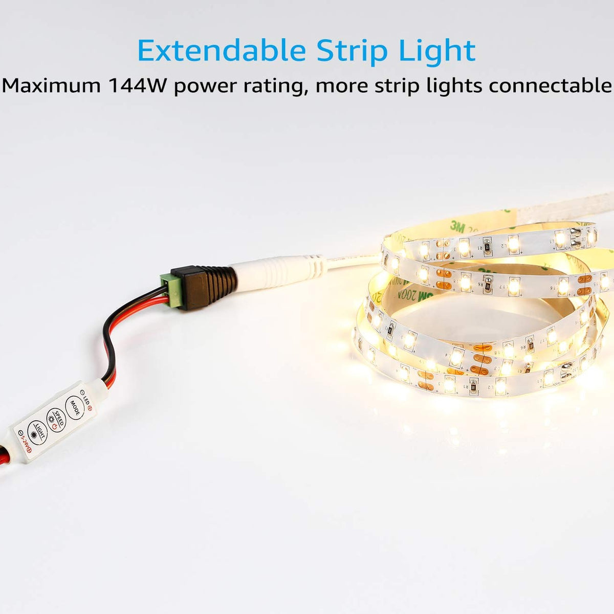 TORCHSTAR Inline Mini Single-Color LED Strip Dimmer - 5-24V DC - 12A