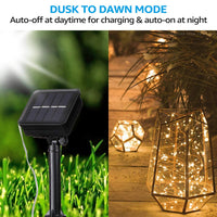 TORCHSTAR 33ft Solar Copper-Wire String Lights - 100 LEDs - Warm White