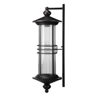 TORCHSTAR 23 Inch Three-Ring Ribbed Glass Lantern E26 Outdoor Wall Light - E26 Base - Oil Rubbed Bronze
