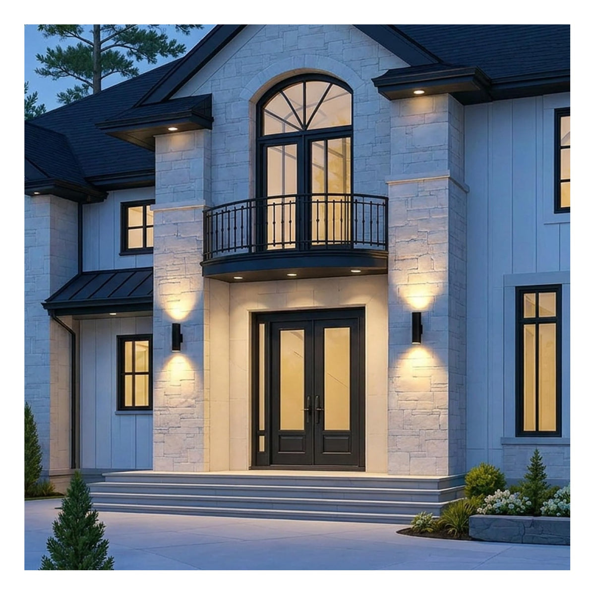 TORCHSTAR 6 Inch Round Cylinder E26 Up Down Outdoor Wall Light - E26 Base - Black
