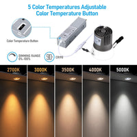 TORCHSTAR 3-Inch Slot Aperture Adjustable LED Recessed Spotlight with J-Box - 10W - 5CCT White