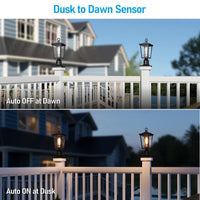 TORCHSTAR 17 Inch Dusk to Dawn Outdoor Post Light - Clear Glass - Black