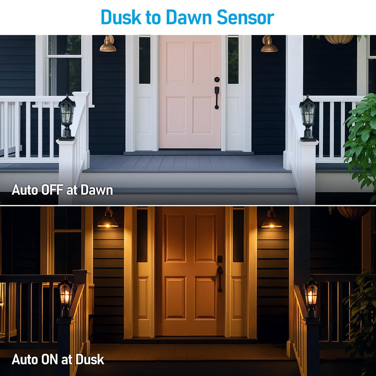 TORCHSTAR 17 Inch Dusk to Dawn Outdoor Post Light - Water Ripple Glass - Black & Gold