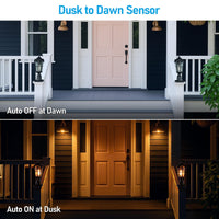 TORCHSTAR 17 Inch Dusk to Dawn Outdoor Post Light - Water Ripple Glass - Black & Gold