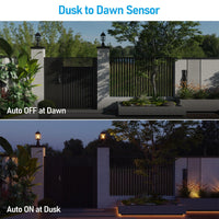 TORCHSTAR 17 Inch Dusk to Dawn Outdoor Post Light - Grid Glass - Black
