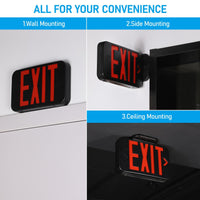 TORCHSTAR LED Exit Sign with Battery Backup - Red Letters - Black