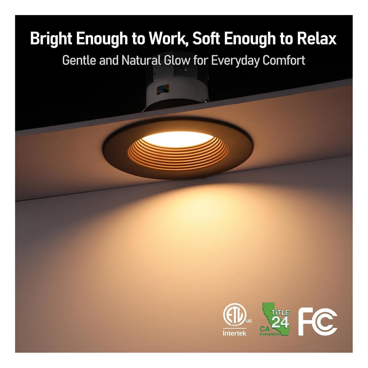 TORCHSTAR 6-Inch Deep Anti-Glare Canless LED Recessed Light with J-Box - 15W - 6CCT Dim-to-Warm Oil Rubbed Bronze