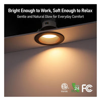 TORCHSTAR 4-Inch Deep Anti-Glare Canless LED Recessed Light with J-Box - 10W - 6CCT Dim-to-Warm Oil Rubbed Bronze