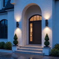 TORCHSTAR 8 Inch Round Cylinder E26 Up Down Outdoor Wall Light - E26 Base - Black