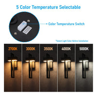 TORCHSTAR 19 Inch T-Shape LED Down Outdoor Wall Light - 12W - 5CCT - Black