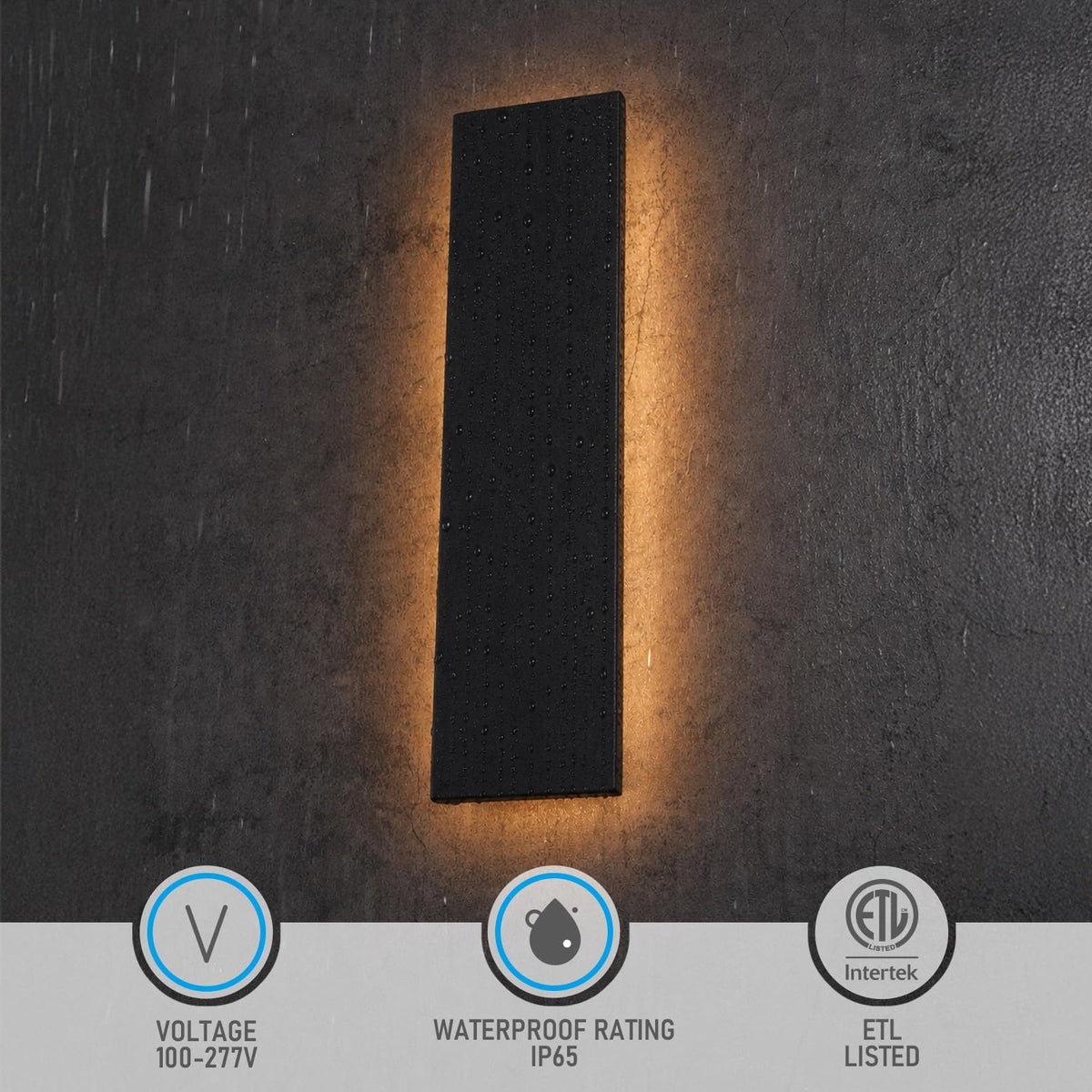 TORCHSTAR 20 Inch Linear LED Back-Lit Outdoor Wall Light - 18W - 5CCT - Black