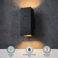 TORCHSTAR 4 Inch Square Cylinder E26 Up Down Outdoor Wall Light - E26 Base - Black