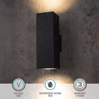 TORCHSTAR 6 Inch Square Cylinder E26 Up Down Outdoor Wall Light - E26 Base - Black