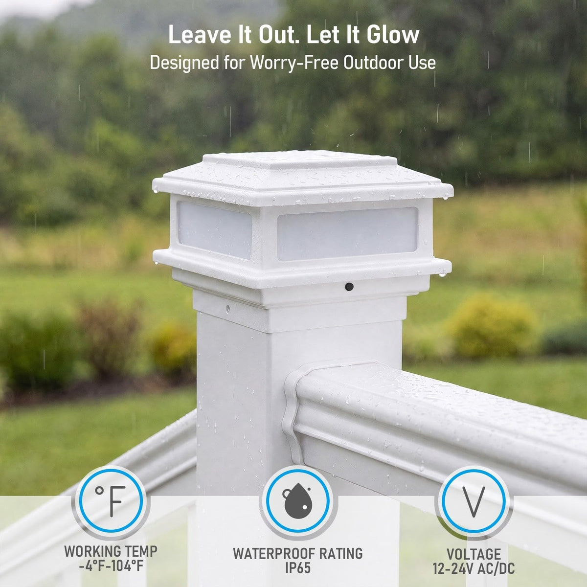 TORCHSTAR 4 Inch Flat Top LED Low Voltage Post Cap Light - 5W - 5CCT - White