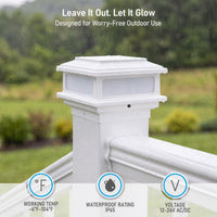 TORCHSTAR 4 Inch Flat Top LED Low Voltage Post Cap Light - 5W - 5CCT - White