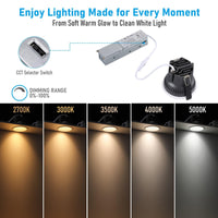 TORCHSTAR 4-Inch Wet-Rated Narrow-Trim LED Recessed Light with J-Box - 12W - 5CCT White