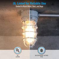 TORCHSTAR Caged Jelly Jar E26 Vapor Tight Ceiling Light - E26 Base - Gray