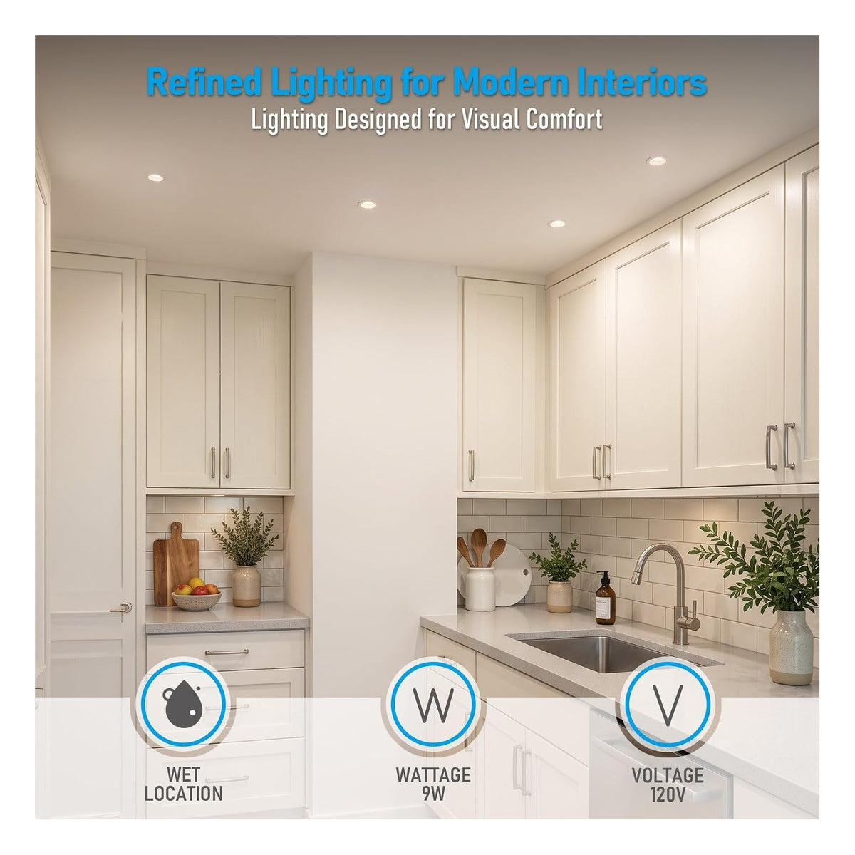 TORCHSTAR 3-Inch All-in-One Deep Anti-Glare Canless LED Recessed Light - 9W - 5CCT White