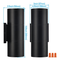 TORCHSTAR 12 Inch Round Cylinder LED Up Down Outdoor Wall Light - 22W - 3000K - Black