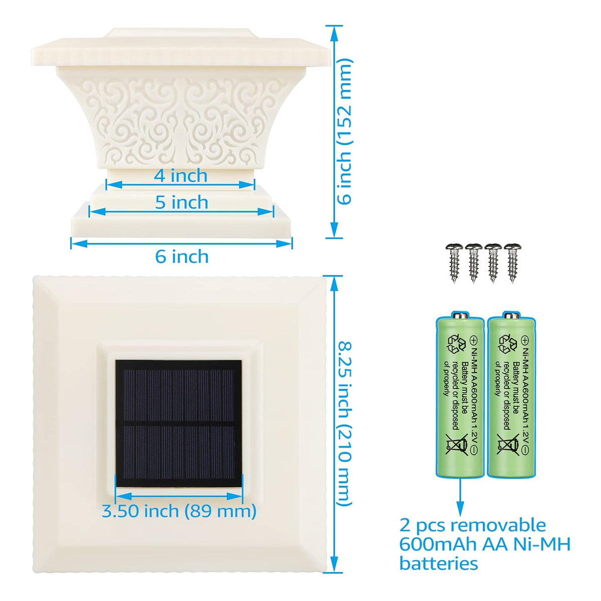 Solar Outdoor Post Cap Lights - Creamy White