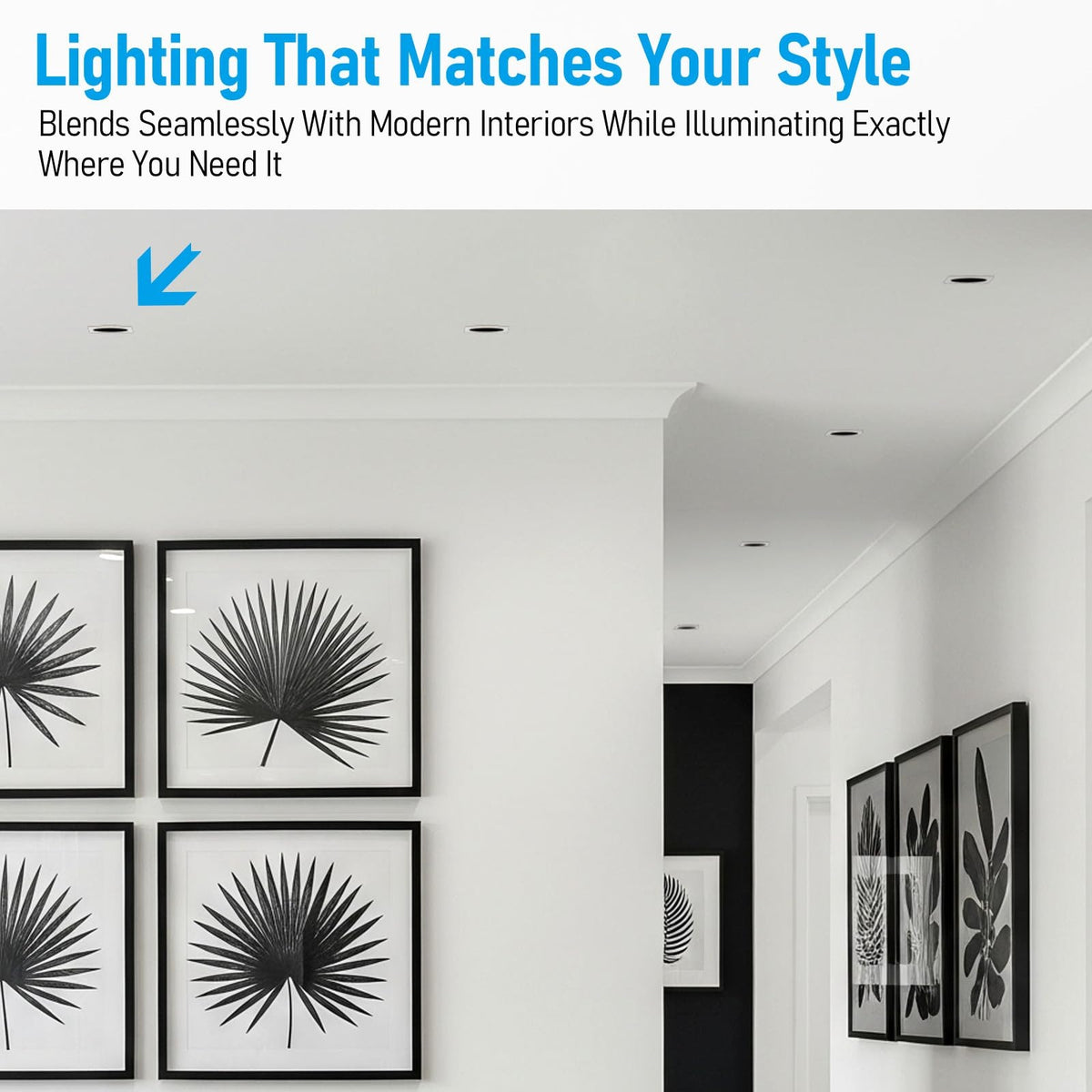 TORCHSTAR 4-Inch Square Deep Anti-Glare LED Recessed Light with J-Box - 12W - 5CCT White