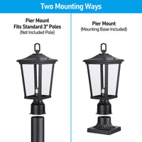 TORCHSTAR 17 Inch Dusk to Dawn Outdoor Post Light - Clear Glass - Black