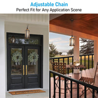 TORCHSTAR 18 Inch Round Birdcage Water Ripple Glass E26 Outdoor Pendant Light - E26 Base - Black