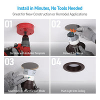 TORCHSTAR 4-Inch Deep Anti-Glare Canless LED Recessed Light with J-Box - 10W - 6CCT Dim-to-Warm Oil Rubbed Bronze