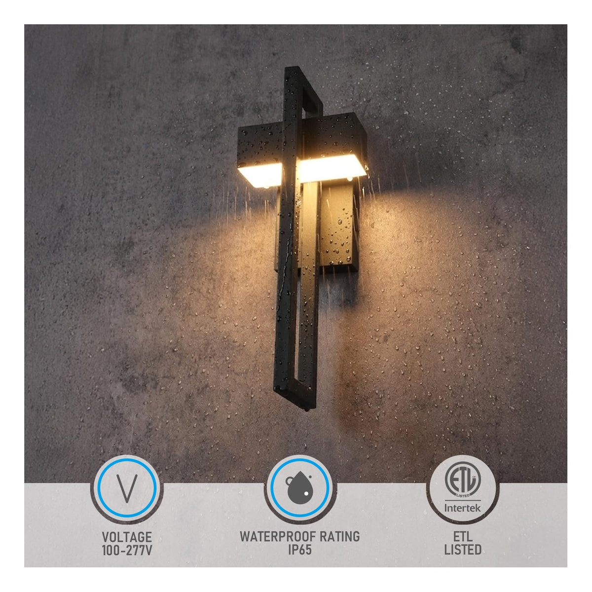 TORCHSTAR 19 Inch T-Shape LED Down Outdoor Wall Light - 12W - 5CCT - Black