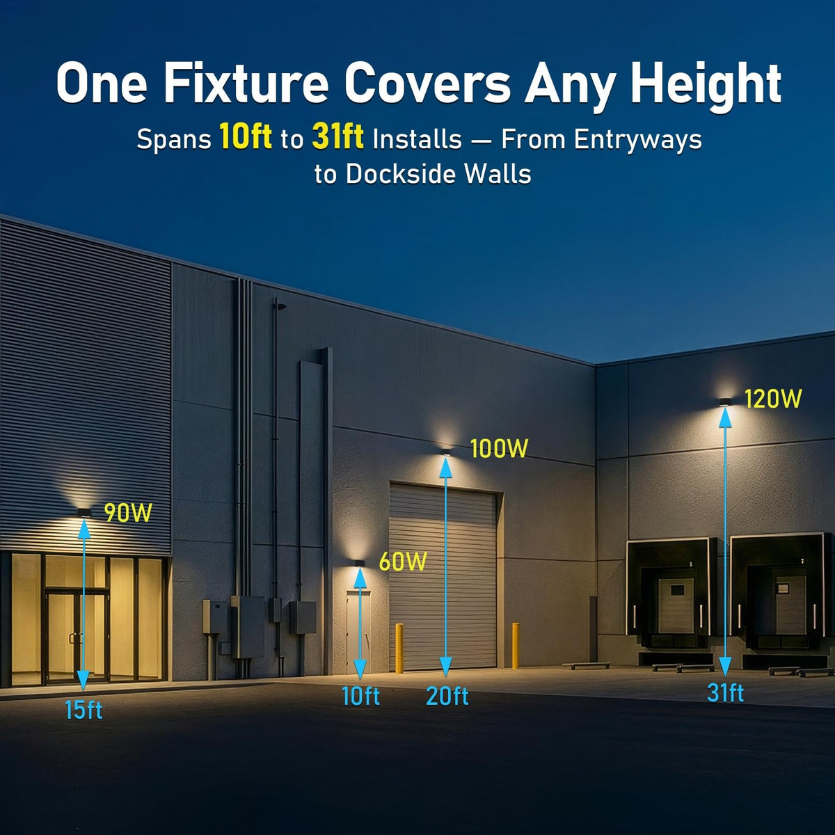 TORCHSTAR 13 Inch Half-Arc LED Up Down Dusk to Dawn Commercial Wall Pack - 120W Selectable - 3CCT - Bronze
